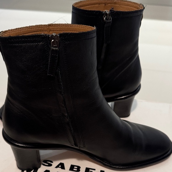 Isabel Marant Calf Leather Daily B Black Ankle Booties 40 (26cm long) - Picture 11 of 14